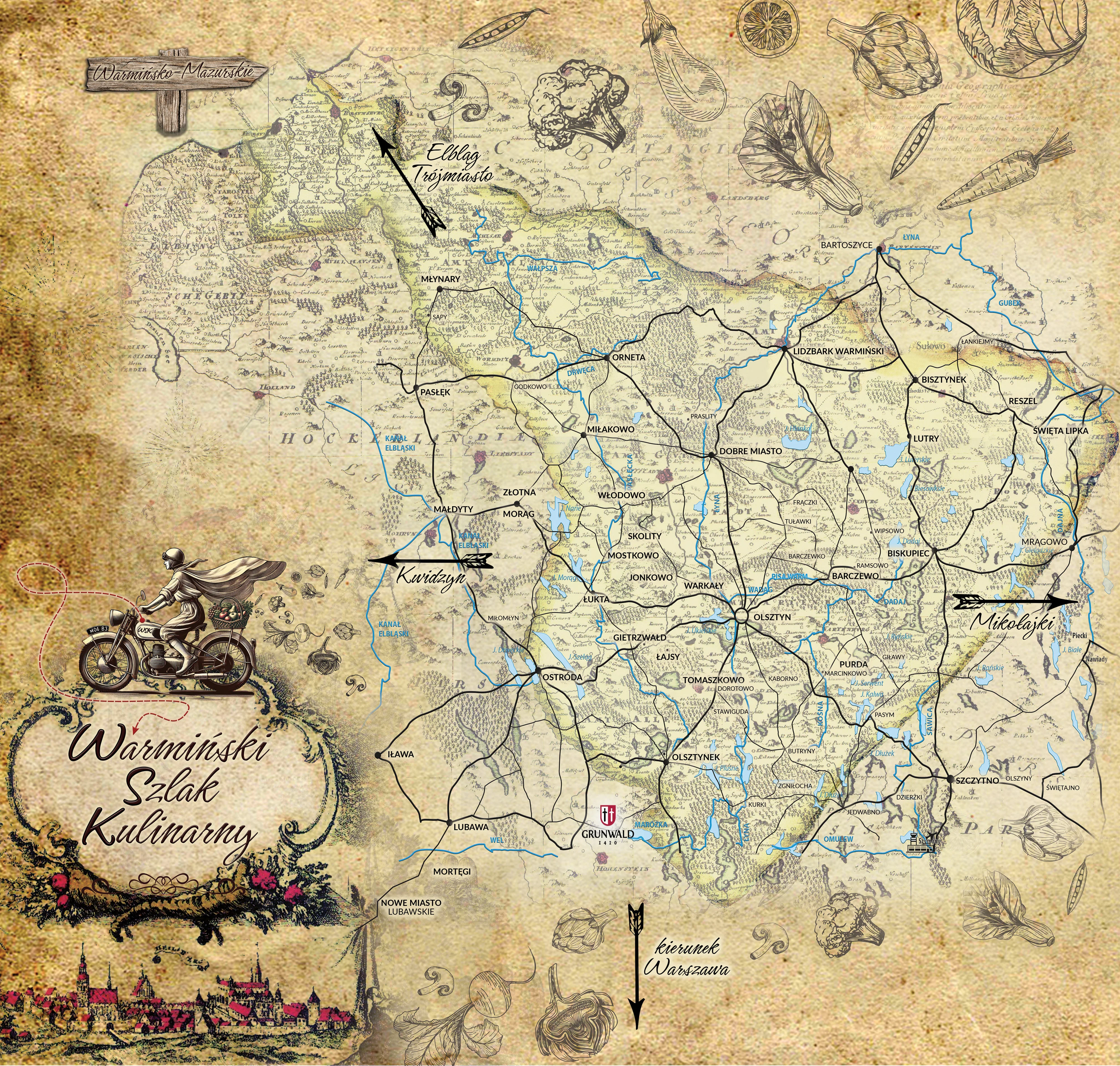 Mapa Warmii — Warmiński Szlak Kulinarny